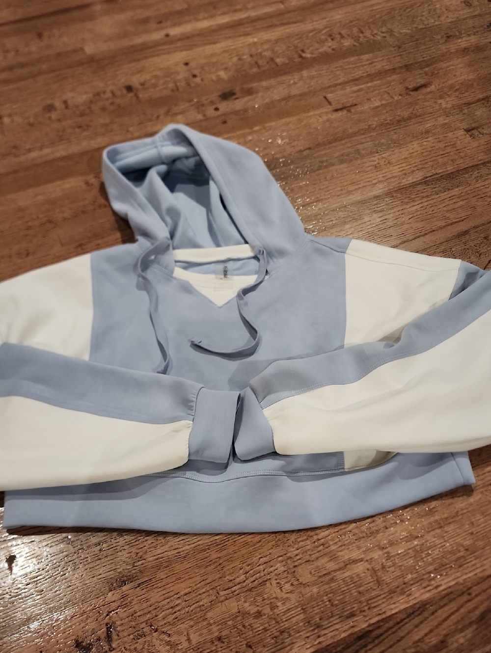 AS Revival Light Blue and White Cropped Hoodie